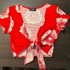 Super cute bright red tie up crop top